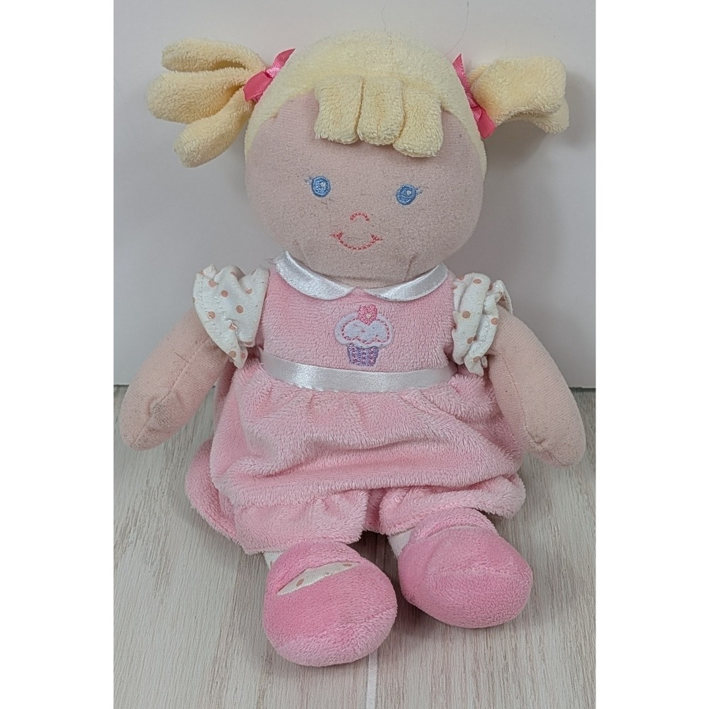 Prestige Baby Plush Doll Pink Cupcake Dress Blonde Pigtails Soft Toy